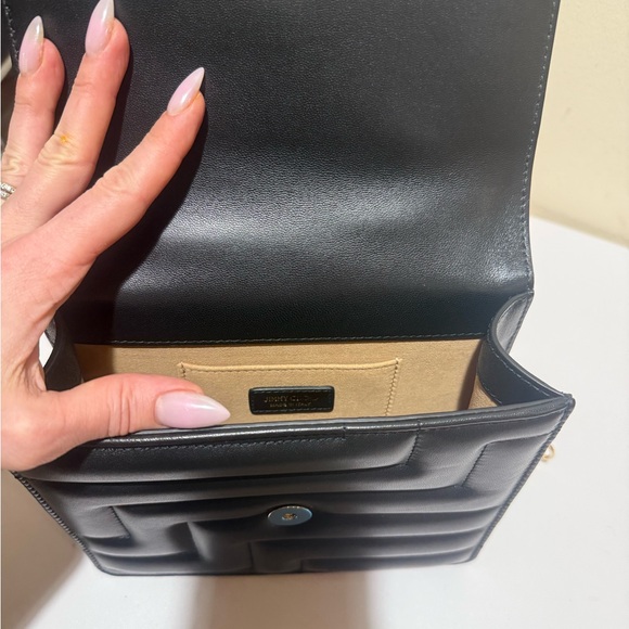 Jimmy Choo Leather Avenue Quad quilted shoulder bag Black Leather, Gold, New - Picture 13 of 13